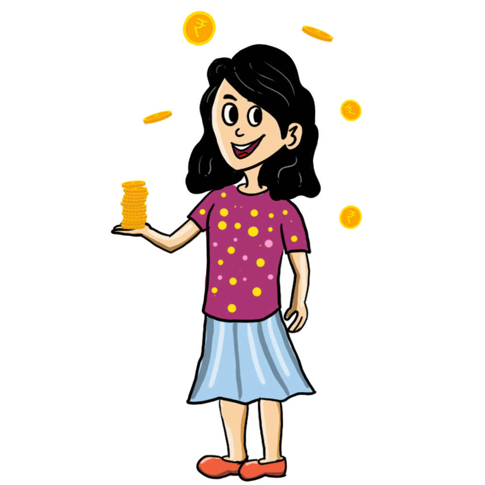 Ayana character with coins